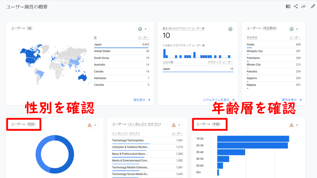 新アナリティクス「GA4」でのユーザー属性（年齢層や性別）の調べ方２