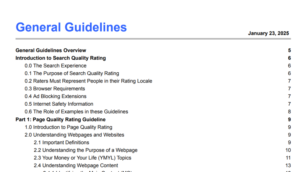 2025年1月23日の検索品質評価ガイドライン