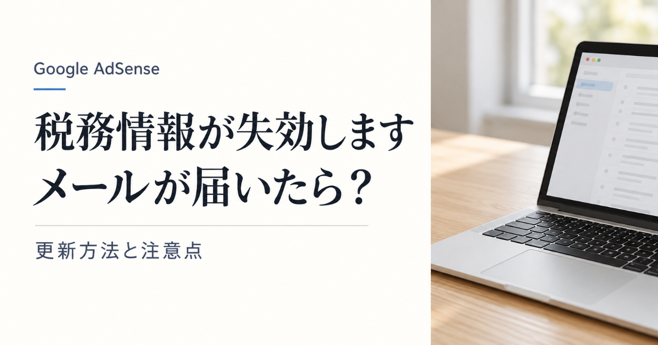【アドセンス】「税務情報が失効します」メールが届いたら?更新方法と注意点